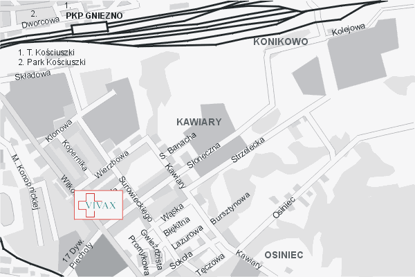 Mapa ( Plan ) Gniezna. Warstwa Biznesowe Gniezno. Gniezno - Wielkopolska.  
  
   Warstwa biznesowa prezentuje lokalizacje gnienieskich firm w postaci umieszczonego logo firmy na planie. Po najechaniu kursorem myszy na logo firmy pojawia si nazwa i adres lokalizowanej firmy (IE), a po klikniciu otwiera dodatkowe okienko z opisem firmy i danymi teleadresowymi. Wszystkie zlokalizowane firmy wymienione s pod wywietlan mapk - fragmentem mapy ( planu ) Gniezna. Warstwa nieustannie si rozbudowuje. Mapa wykonana jest w skali 1:10 000 - warstwa biznes.

Gniezno - warstwa biznesowa ( biznes ) Internetowego Planu Gniezna serwisu Cyber Wielkopolska.