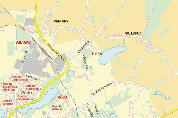 Mapa ( Plan ) Gniezna. Warstwa gwna. Gniezno - Wielkopolska.    
   Warstwa gwna prezentuje ukad ulic Gniezna, oraz okolicznych miejscowoci. Zaznaczono: gwne trasy komunikacyjne, trasy przelotowe Gniezna, jeziora, rzeki, trasy kolejowe, tereny zielone, przemysowe i zarysy zabudowa. Mapa wykonana jest w skali 1:10 000 - warstwa podstawowa oraz w wikszych skalach.

Gniezno - warstwa gwna Internetowego Planu Gniezna serwisu Cyber Wielkopolska.