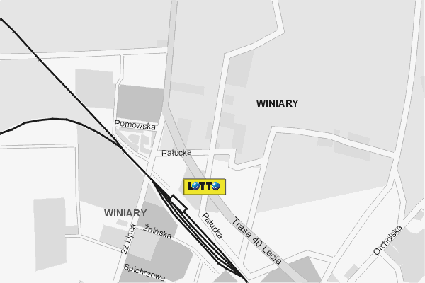 Mapa ( Plan ) Gniezna. Lokalizacje LOTTO Gniezno. Gniezno - Wielkopolska.  
  
   Warstwa LOTTO prezentuje lokalizacje gnienieskich lottomatw w postaci umieszczonego znaku graficznego LOTTO. Po najechaniu kursorem myszy na znak graficzny pojawia si nazwa i adres lokalizowanego lottomatu (IE), a po klikniciu w niektre loga otwiera dodatkowe okienko z opisem kolektury, danymi teleadresowymi i godzinami otwarcia. Mapa wykonana jest w skali 1:10 000 - warstwa LOTTO.

Gniezno - lokalizacje lottomatw ( LOTTO ) Internetowego Planu Gniezna serwisu Cyber Wielkopolska.